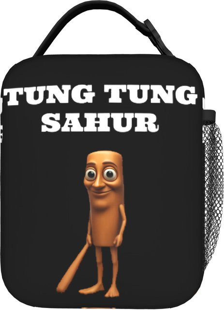 Isolierte Lunchbox mit Tung Tung Tung Sahur Meme Design von Fancy Style Studio in Schwarz - Bild 1