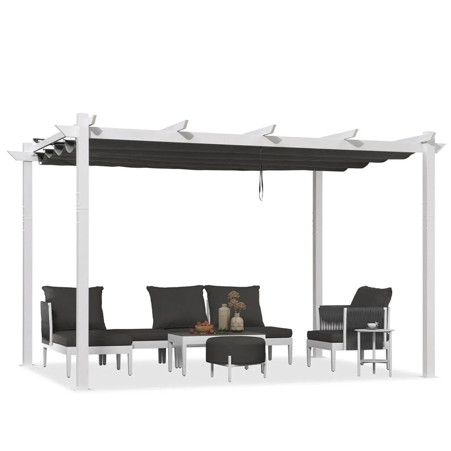 Purple Leaf Pergola Pavillon aus Aluminium mit Schiebedach in Weiß B/T: 300 x 400 cm - Bild 1