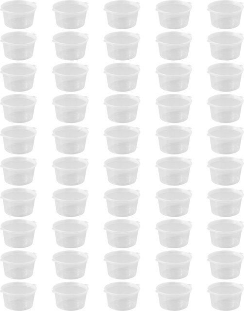 50 Stück OutsideWorld Portionsbecher aus Kunststoff mit Deckel, transparent, auslaufsicher und stapelbar, 50 ml - Bild 1