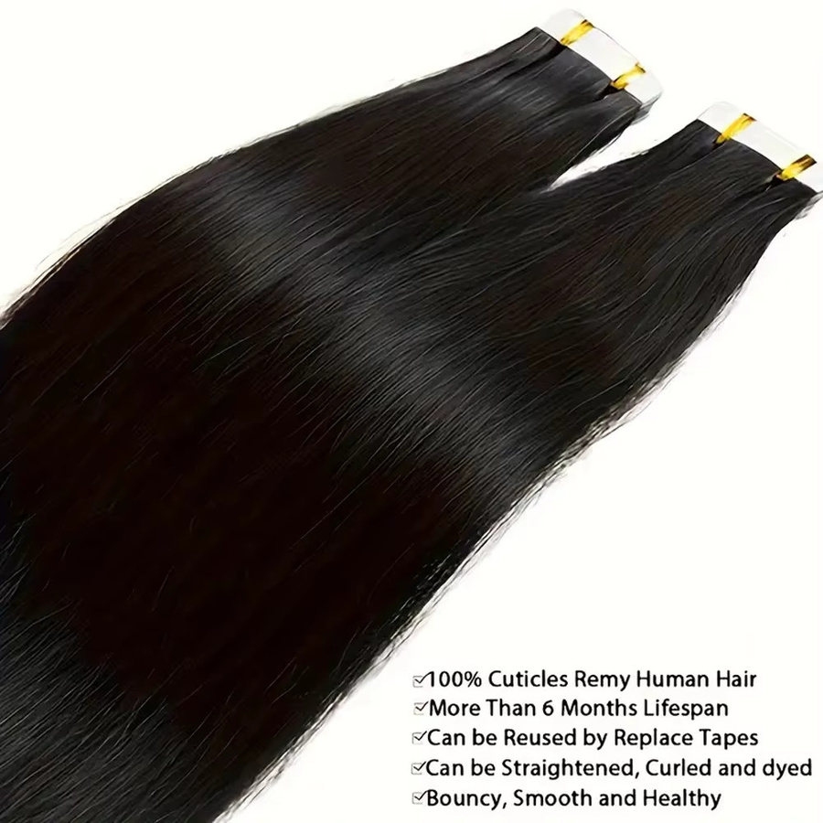 xbeauty Klebeband für Haarverlängerung, 20 Stück, schwarzes Echthaar - Bild 5