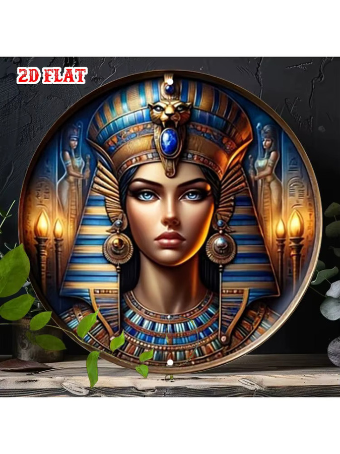 CIFBUY Runde Metall-Wandkunst im Vintage-Stil mit Ägyptischen Hieroglyphen und Blauem Auge in Blau - Bild 5