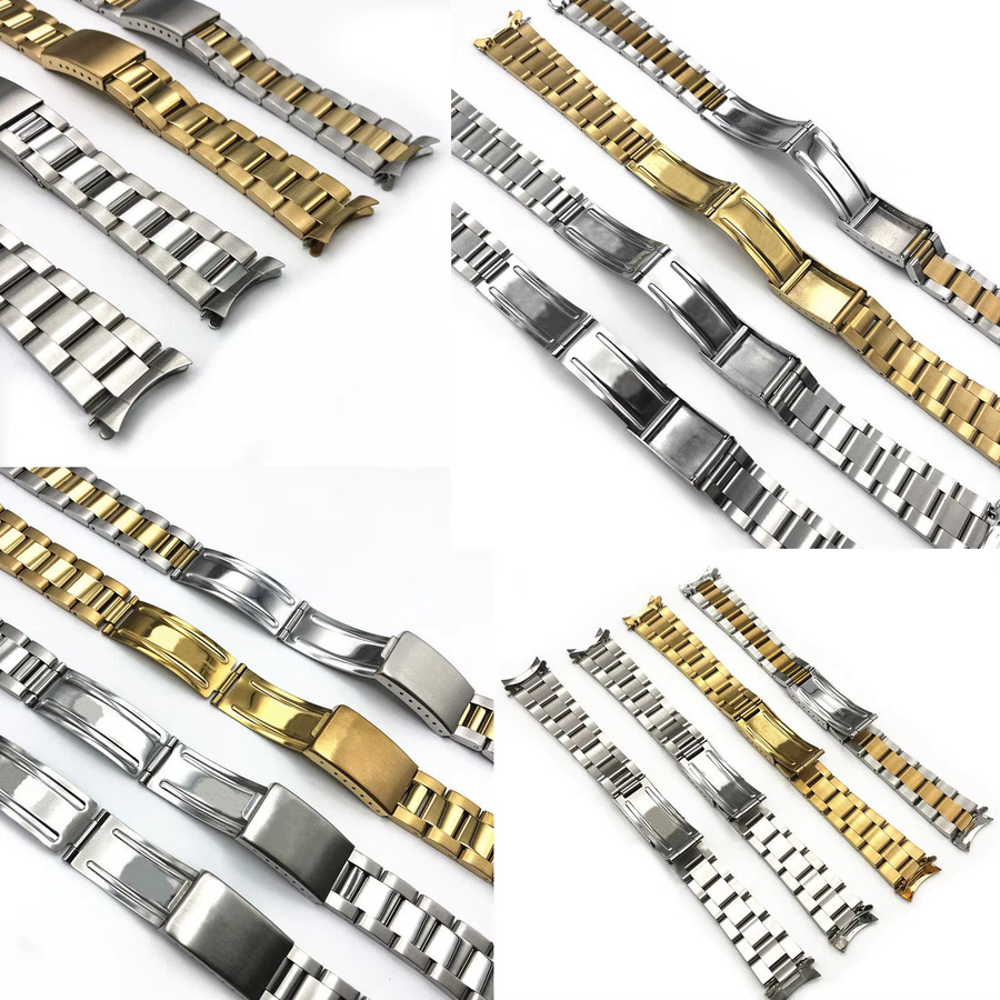 DAHASE Uhrenarmband Edelstahl, gebogenes Ende, Faltschließe, Silber, Unisex - Bild 3