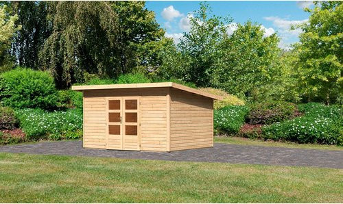 KARIBU Gartenhaus Northeim 4 aus Holz in Beige, B/H/T: 369 x 229,5 x 309 cm - Bild 1