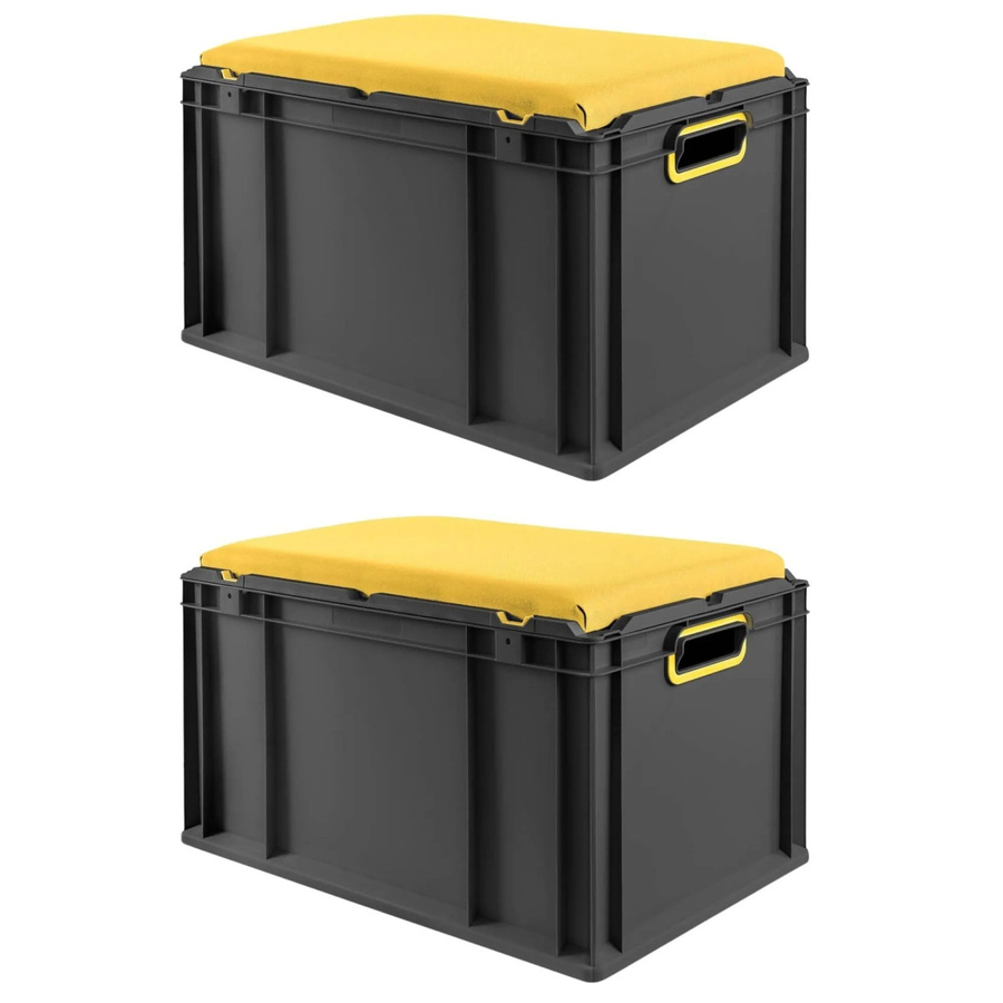 PROREGAL Sparset mit 2x Eurobox Nextgen Seat Box in Gelb-Schwarz, H x B x T: 36,5 x 40 x 60 cm - Bild 2