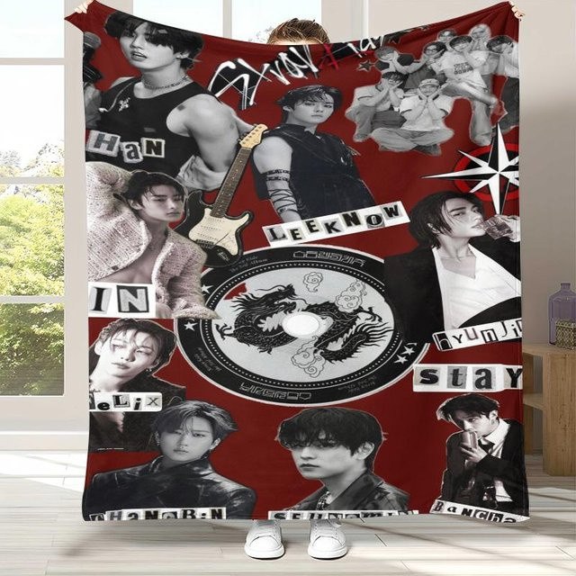 Stray Kids Kpop Flanell-Plüschdecke Ultra Weich und Warm für Zuhause und Camping B/B/H: 75 x 90 cm - Bild 1