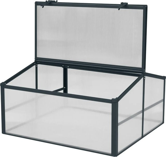 Floraworld Gewächshausaufsatz für Hochbeet mit Klappfenster aus Polycarbonat, Schwarz, B/T/H: 87 x 87 x 46 cm - Bild 1