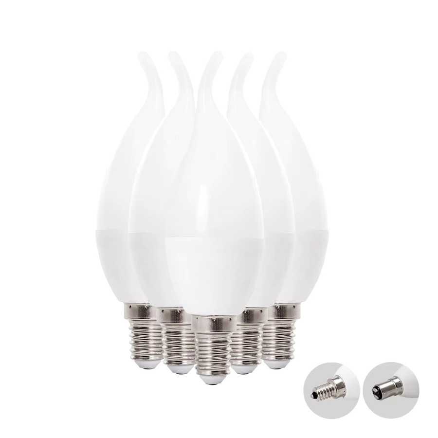 Aoyuansea LED-Kronleuchter-Glühbirne in Flammenform, dimmbar, E14, 5 W, warmweißes Licht - Bild 2