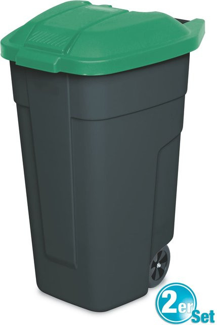 BRB Mülltonne 100 Liter Set aus 2 Stück in Anthrazit/Grün - Bild 1