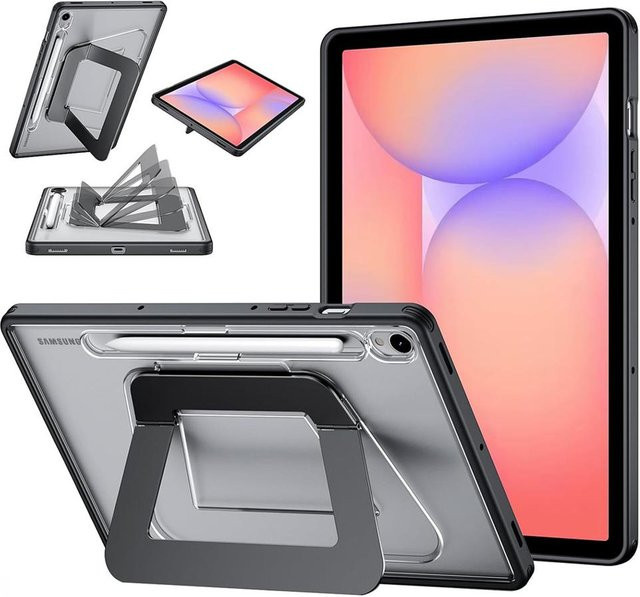 Stoßfeste Schutzhülle für Samsung Galaxy Tab S11, S10 Lite und FE mit Ständerfunktion in Schwarz und Transparent - Bild 1