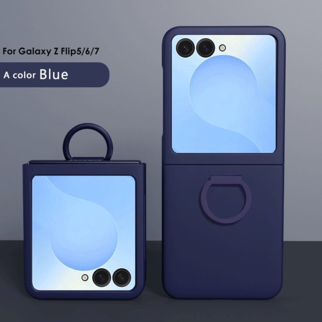 Stoßfeste Silikon-Telefonhülle mit Fingerring für Samsung Galaxy Z Flip 7 6 5 in Purple, 2-teiliges Set mit harter PC-Abdeckung - Bild 1