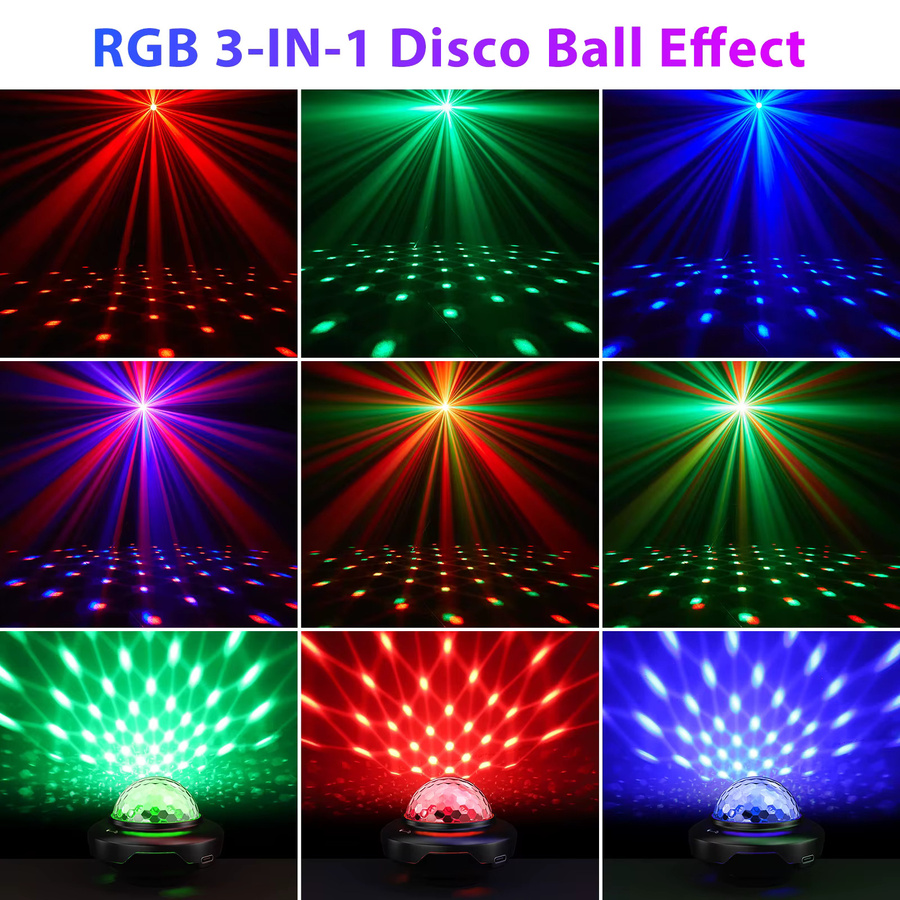 U'King 2er-Set USB Mini LED Disco Kugel mit Fernbedienung, Sprachaktivierte RGB Magische Kugel für DJ Atmosphäre und Nachtlicht, Multicolour, Schwarz - Bild 3