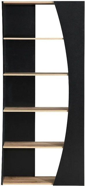 Bücherregal Jilora von Vente-unique in Schwarz und Naturfarben Hell, Breite: 80 cm, Höhe: 180 cm, Tiefe: 31,5 cm - Bild 1