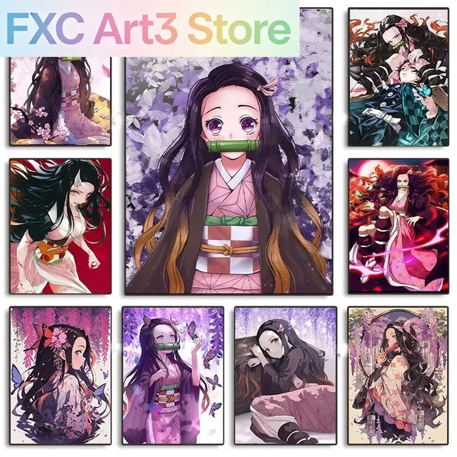 Rahmenloses Nezuko Kamado Demon Slayer Anime Poster als Leinwanddruck in Multicolour zur Wanddekoration - Bild 1