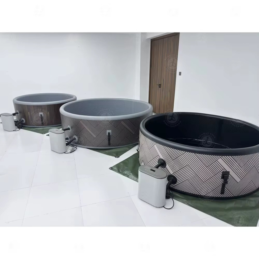 Ejia Aufblasbarer Whirlpool in Grau mit Drop-Stitch-Technologie für 6-8 Personen, runder Outdoor-Spa mit 170 Luftdüsen und Heizsystem - Bild 2