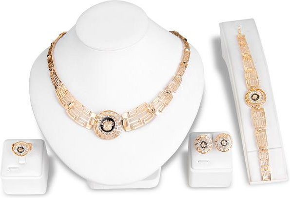 Wucifang Jewelry Schmuck-Set, Löwenkopf-Armband, Ring, Halskette, Damen, gold - Bild 1
