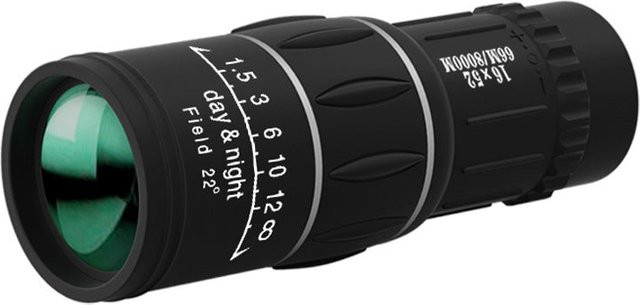 Yiran Monokular Teleskop mit 16x52 optischem Zoom und BAK4 Prismen in Schwarz - Bild 1