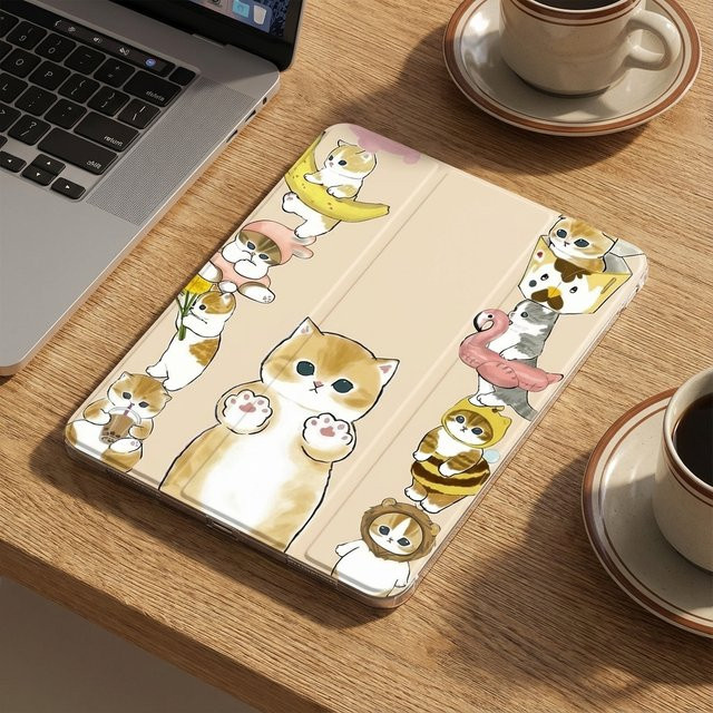 DecoPhone Tablet Hülle Kawaii Cat Design für iPad Pro 10/11 Zoll, iPad Air 3/4/5 und iPad 9. Generation, dreifach gefaltet, Multicolour - Bild 1