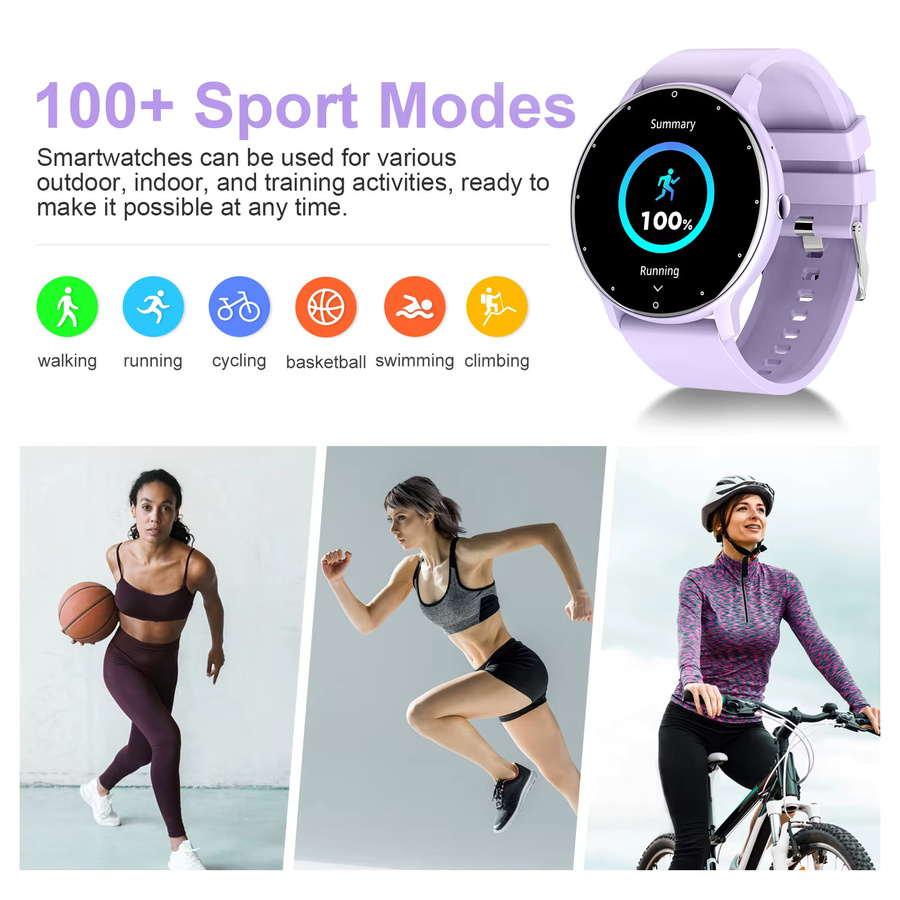 LIGE Smartwatch mit Bluetooth-Anruffunktion und IP68 Wasserdichtigkeit, Sport-Fitness-Tracker in Lila - Bild 5