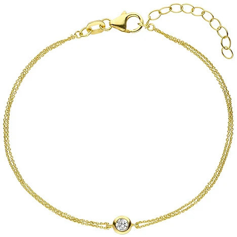 Colfem Armband 925 Silber, gold vergoldet, Zirkonia, 19 cm, Unisex - Bild 1