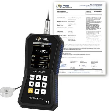 PCE Instruments Kraftmesser PCE-DFG 20K XF-ICA in Schwarz mit 20kN Messbereich, ISO-Zertifikat, Genauigkeit ±0,05% FS und 32GB Speicher via USB-C - Bild 1