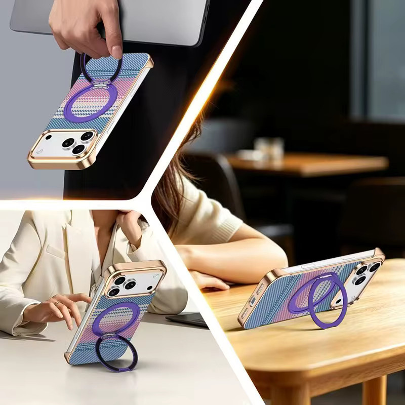 Apple MagSafe Handyhülle mit magnetischer Drehhalterung und geflochtenem 360-Grad-Zopfdesign für iPhone 13 bis iPhone 17 Pro Max in Silver und Multicolour - Bild 2