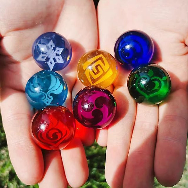 Genshin Impact Elementarsicht Kristallkugel aus Glas als Nachtlicht und Schreibtischornament von Binchi Outdoor Equipment in Transparent und Multicolour - Bild 1
