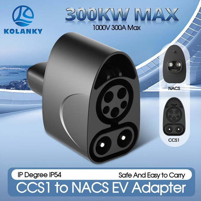 Kolanky CCS1 zu NACS 300A 300KW Schnell-Ladeadapter für Tesla Model Y, Model S, Model 3 und Model X in Schwarz - Bild 1