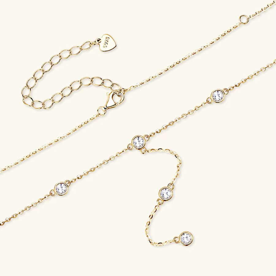 KUTPF Halskette, 925 Sterling Silber vergoldet 18 Karat Gold, Moissanit, Damen - Bild 2