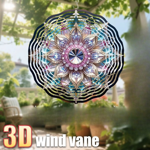 CIFBUY Rundes 3D Hängeschild mit Blumen- und Mandala-Design, Doppelseitige Gartendekoration in Multicolour, Durchmesser: 25,4 cm - Bild 1