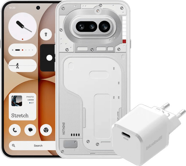 Nothing Phone (4a) 5G Smartphone 256GB Weiß mit BlueBuilt 45W USB-C Ladegerät - Bild 1