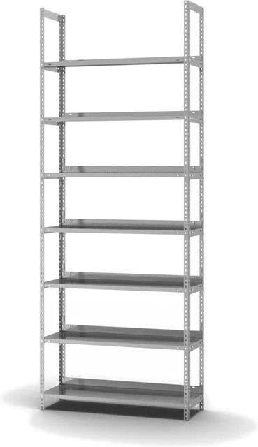 PROREGAL Aktenregal aus verzinktem Stahl mit 7 Ebenen, H x B x T: 255 x 100 x 30 cm, silber - Bild 1