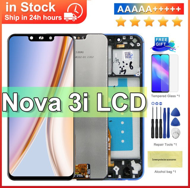 Huawei Ersatz LCD Display mit Rahmen und Touch Screen für Nova 3i und P Smart Plus in Schwarz, 6,3 Zoll - Bild 1