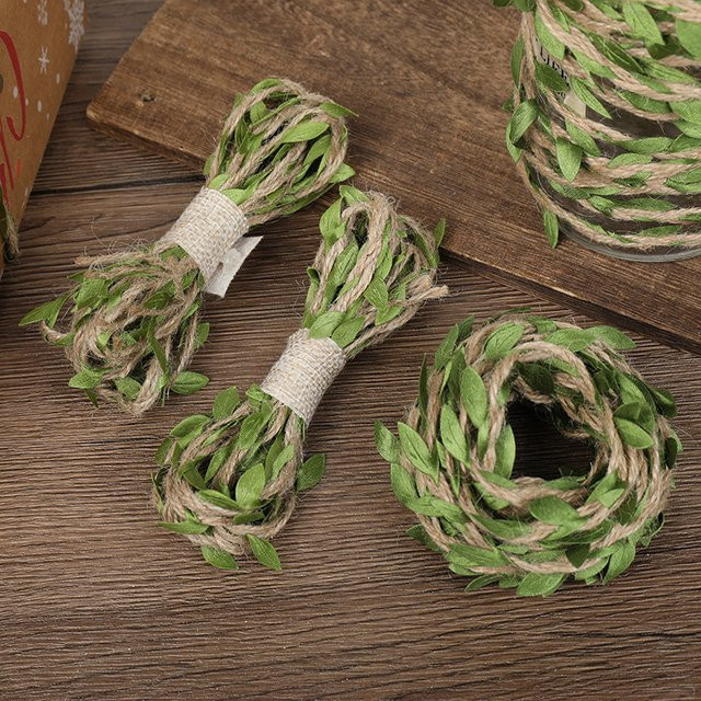ZQNYCY Jute-Schnur mit grünen Blättern und Weinreben für DIY-Dekorationen, 10 Meter - Bild 1