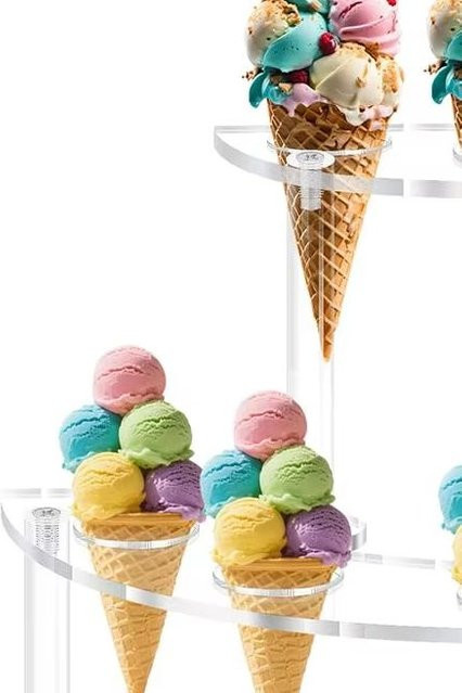 VIBRATITE 3-stöckiger Acryl-Kuchenständer in Transparent, runder Dessert-Servierständer für Eiswaffeln und Gebäck - Bild 1