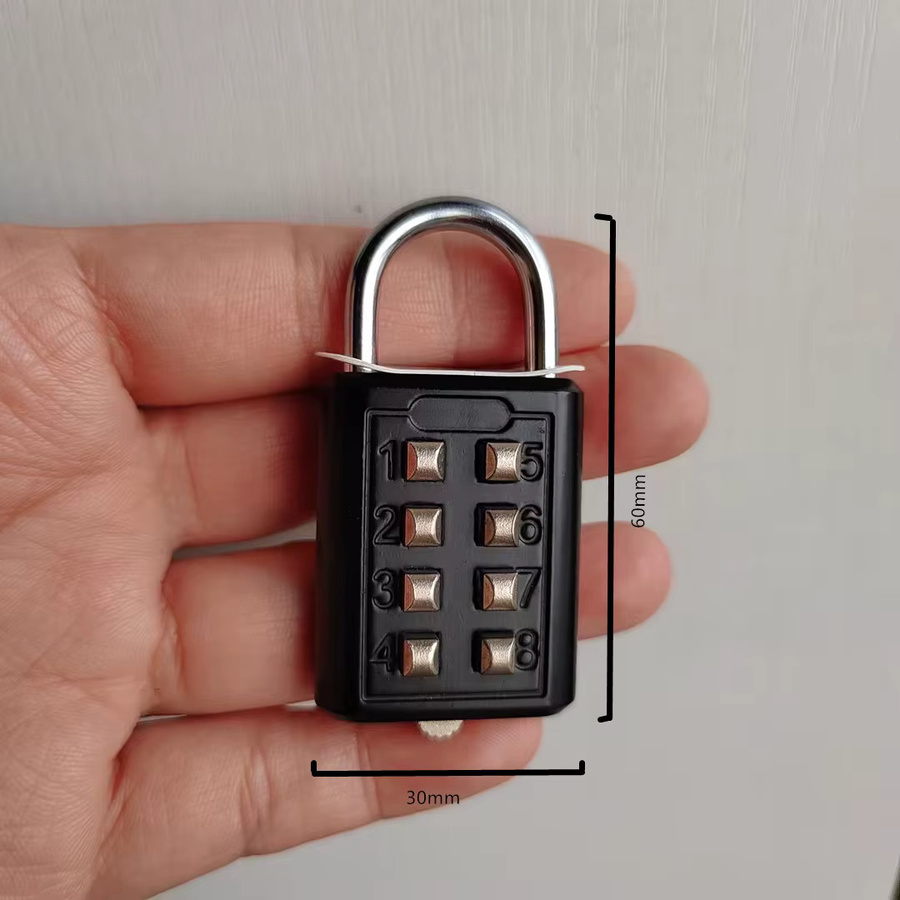 8-stelliges Zahlenkombinations-Vorhängeschloss mit Druckknopf für Schließfächer und Werkzeugkästen, Schwarz - Bild 5