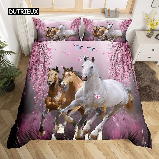 Bettwäsche Set Rennendes Pferd 3D Design von Binchi Outdoor Product, Mehrfarbig, Material Mikrofaser Polyester, B/H: 140 x 200 cm - Bild 1