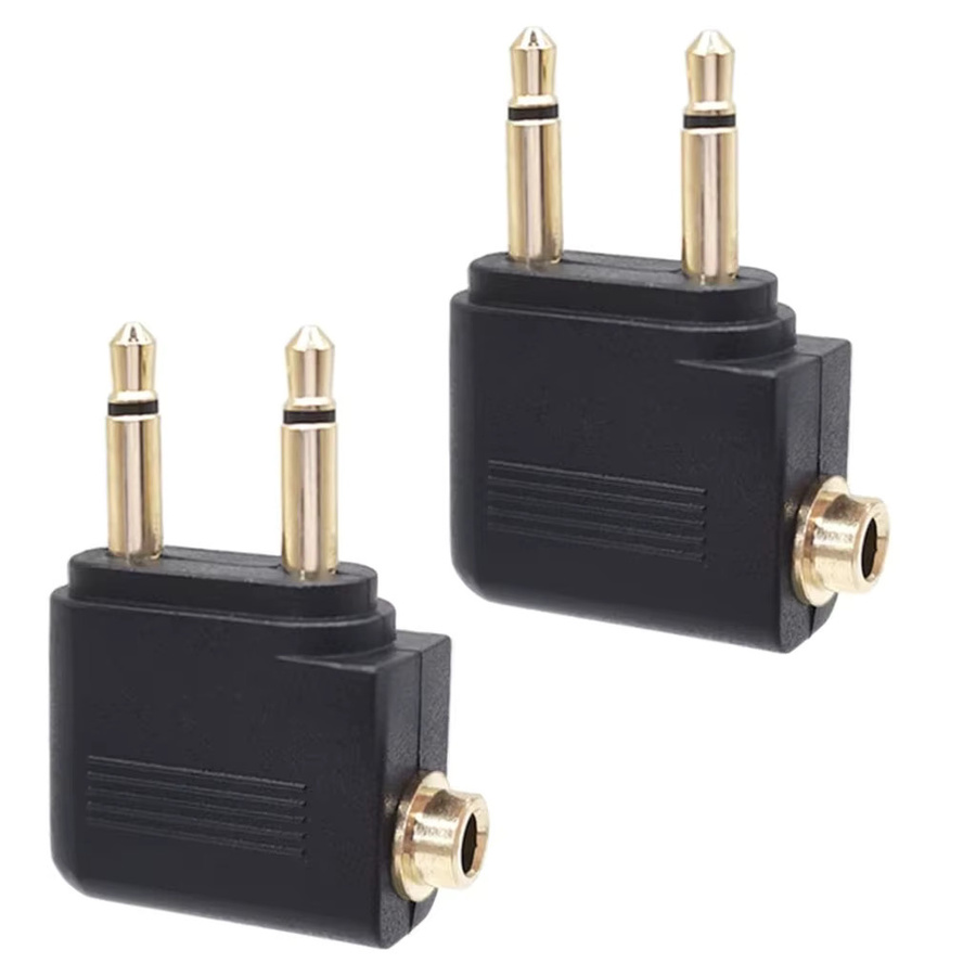 FRHY 4er-Set 3,5mm Klinke Airline Kopfhörer Adapter für Flugzeug Audio, Schwarz - Bild 4