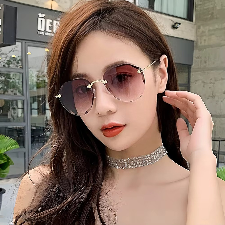 XaYbZc Sonnenbrille, randlos, Metall, multicolor, Damen - Bild 1