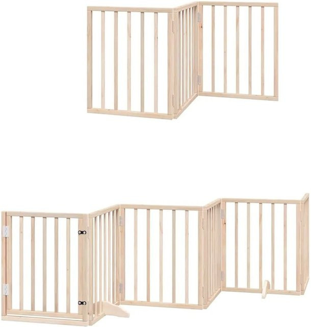 vidaXL Hundetor aus Pappelholz mit Tür, faltbar, 12-teilig, braun/beige - Bild 1