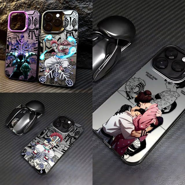 Bandai Demons Slayers Handyhülle für iPhone 17 16 15 14 13 12 11 Pro Max und weitere Modelle, Sturzsichere Matte Hülle, Multicolor - Bild 1