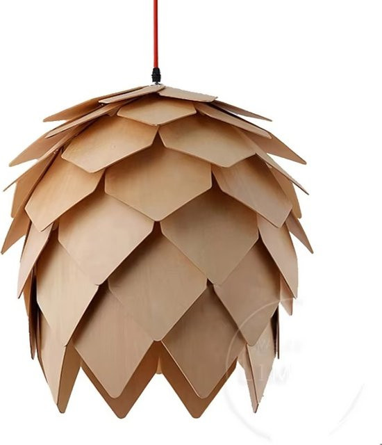 JUDU Moderne Nordic LED Pendelleuchte aus Holz in Tannenzapfen-Design, Braun, Warmweiß - Bild 1