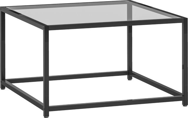 HOMCOM Beistelltisch quadratisch in Schwarz mit Hartglas-Tischplatte und Stahlbeinen, B/T/H: 68 x 68 x 39 cm - Bild 1