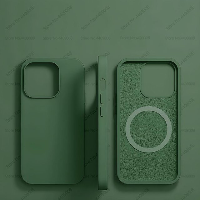 Original Flüssigsilikon-Magnethülle für Apple iPhone 11 12 13 14 15 Pro Max Plus mit MagSafe Kompatibilität in Grün - Bild 1