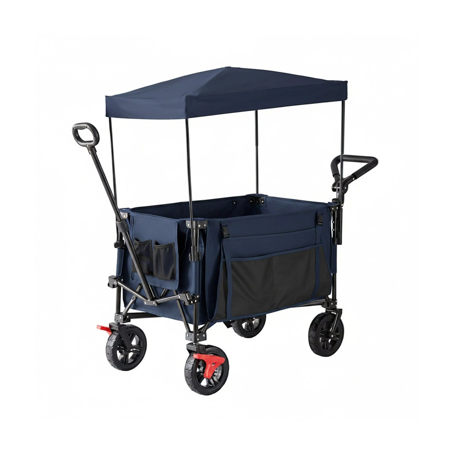 Faltbarer Relaxdays Bollerwagen aus Polyester in Blau mit Dach, B/T/H: 131 x 54 x 97 cm - Bild 2