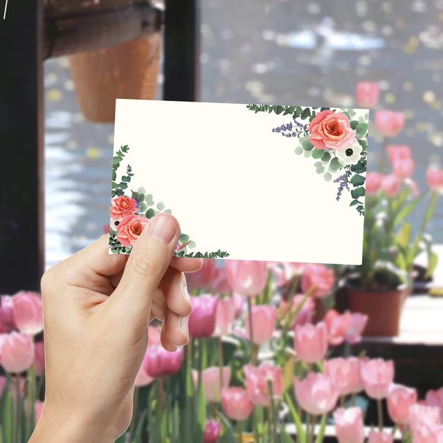 50 Stück leere Grußkarten mit floralem Aquarell-Design in Weiß für Hochzeit, Geburtstag und besondere Anlässe - Bild 1