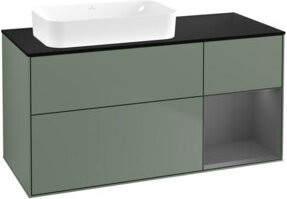 V&B Finion Waschtischunterschrank mit Wandbeleuchtung in Anthrazit Grau lackiert, B/T: 120 x 60 cm - Bild 1