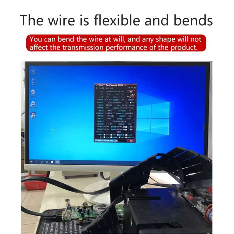 PCIe 3.0 x16 Riser Kabel für GPU, flexibles High Speed PCI Express 16X Verlängerungskabel und Port Adapter, Schwarz - Bild 2