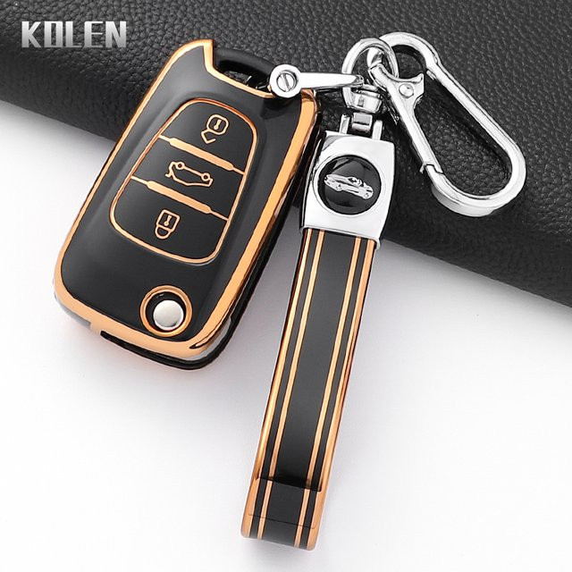 KOLEN TPU Autoschlüssel Schutzhülle in Schwarz für Hyundai i20 i30 ix20 ix25 ix35 Elantra Accent und KIA Sportage Rio 3 Soul Optima Ceed K5 - Bild 1