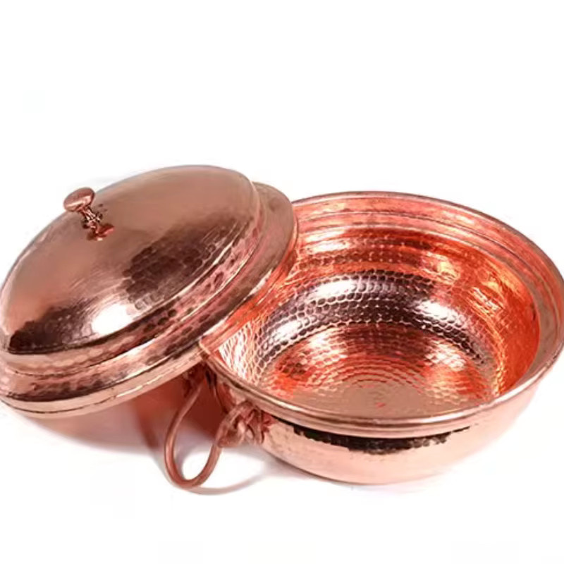 Handgefertigter Kupfer-Reistopf mit Doppelohren und verdickter Basis in Gold, hochwertiger Stockpot für Nudelsuppe und Reis - Bild 1