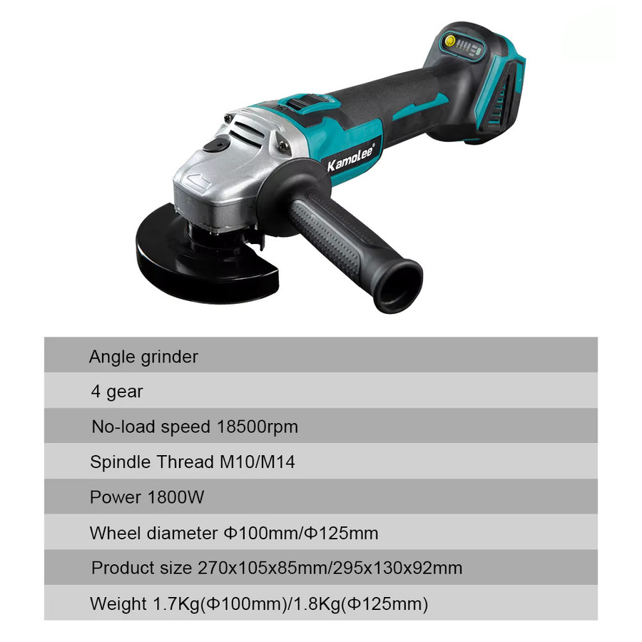 Kamolee M10 bürstenloser Akku-Winkelschleifer mit 4 Geschwindigkeitsstufen, 100 mm, 18500 U/min, kompatibel mit 18 V/21 V Akku - Bild 2